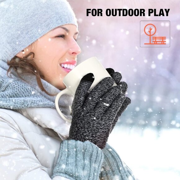 Women's Winter Touchscreen Gloves Soft Warm Fleece Lined Knit 4 Pairs - Picture 6 of 7